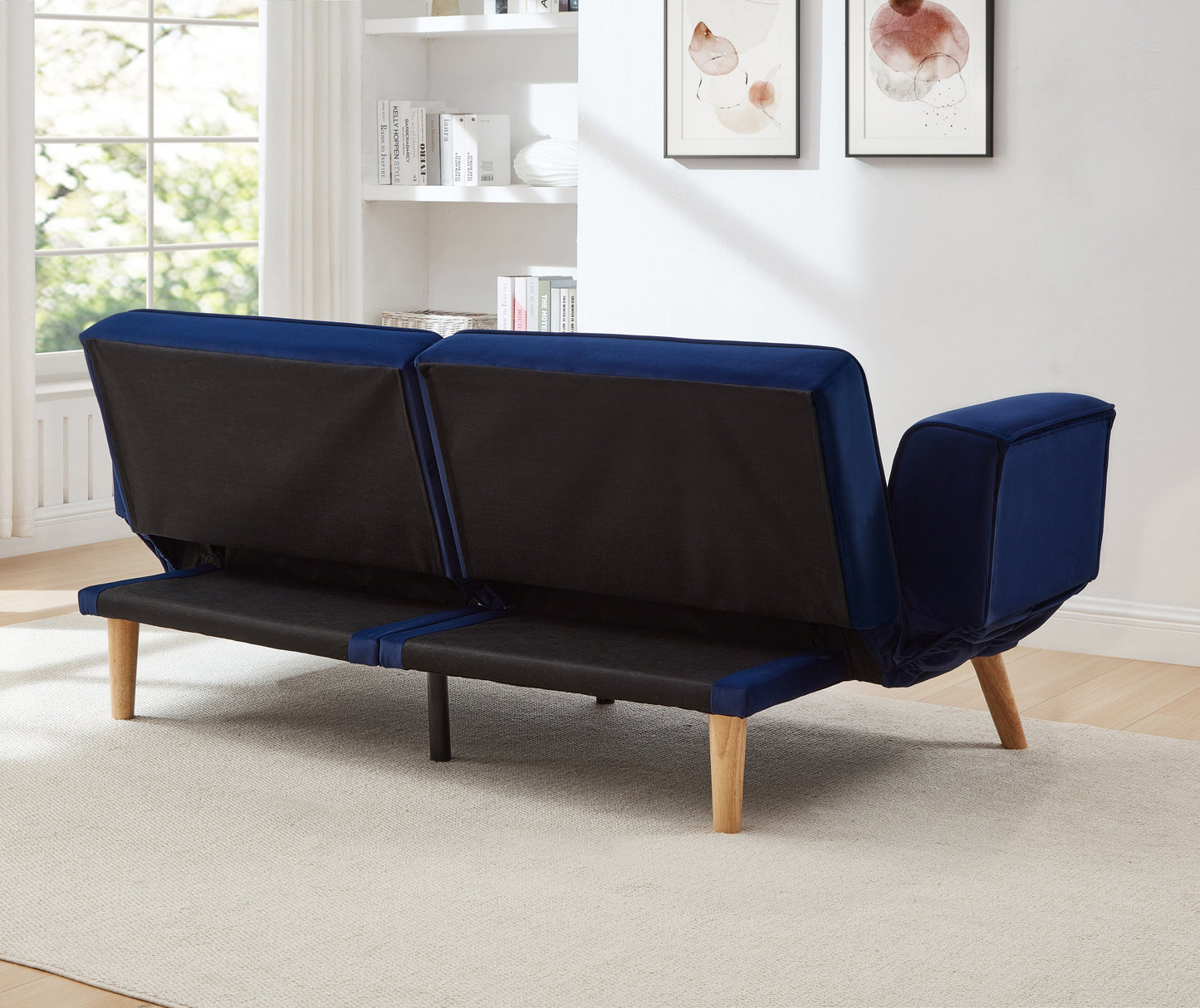 72.8''Futon Sofa Bed, Sleeper Sofa, Small Couch with Adjustable Armrests, Adjustable Recliner Sleeper Sofa Bed for Living Room, Bedroom, Apartment, Navy Blue