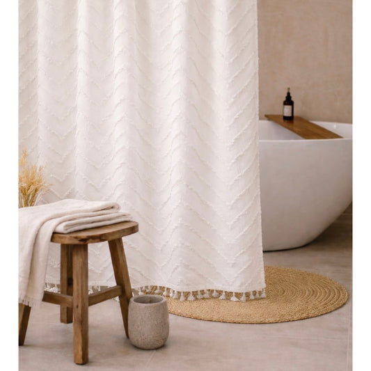 Capri Tufted Chevron Shower Curtain