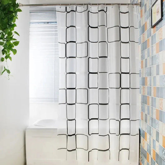 Patterned Waterproof Shower Curtain - PEVA Bathroom Partition & Decorative Accessory