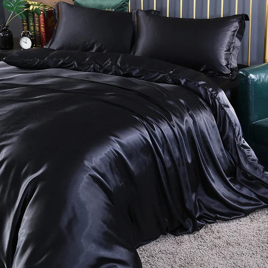 DecorBites™ Luxurious Silk Bedding Set: Duvet Cover, Sheets, Pillowcase